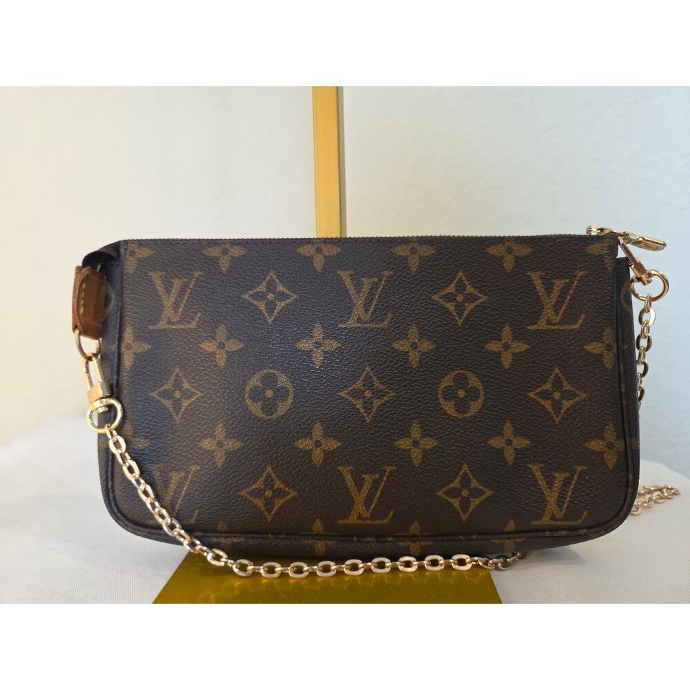 SOLD Louis Vuitton Pochette Accessoires Monogram Chain Shoulder Bag LV AR0988